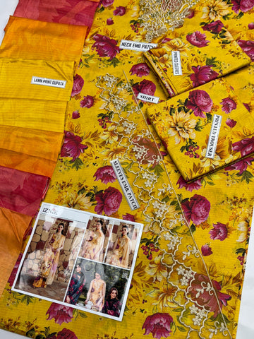 IZNIK patches with VOIL Print Dupatta